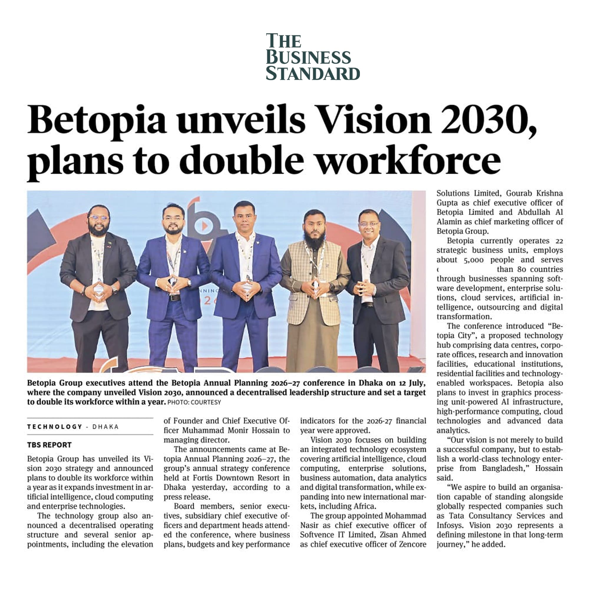 Betopia unveils Vision 2030, plans to double workforce