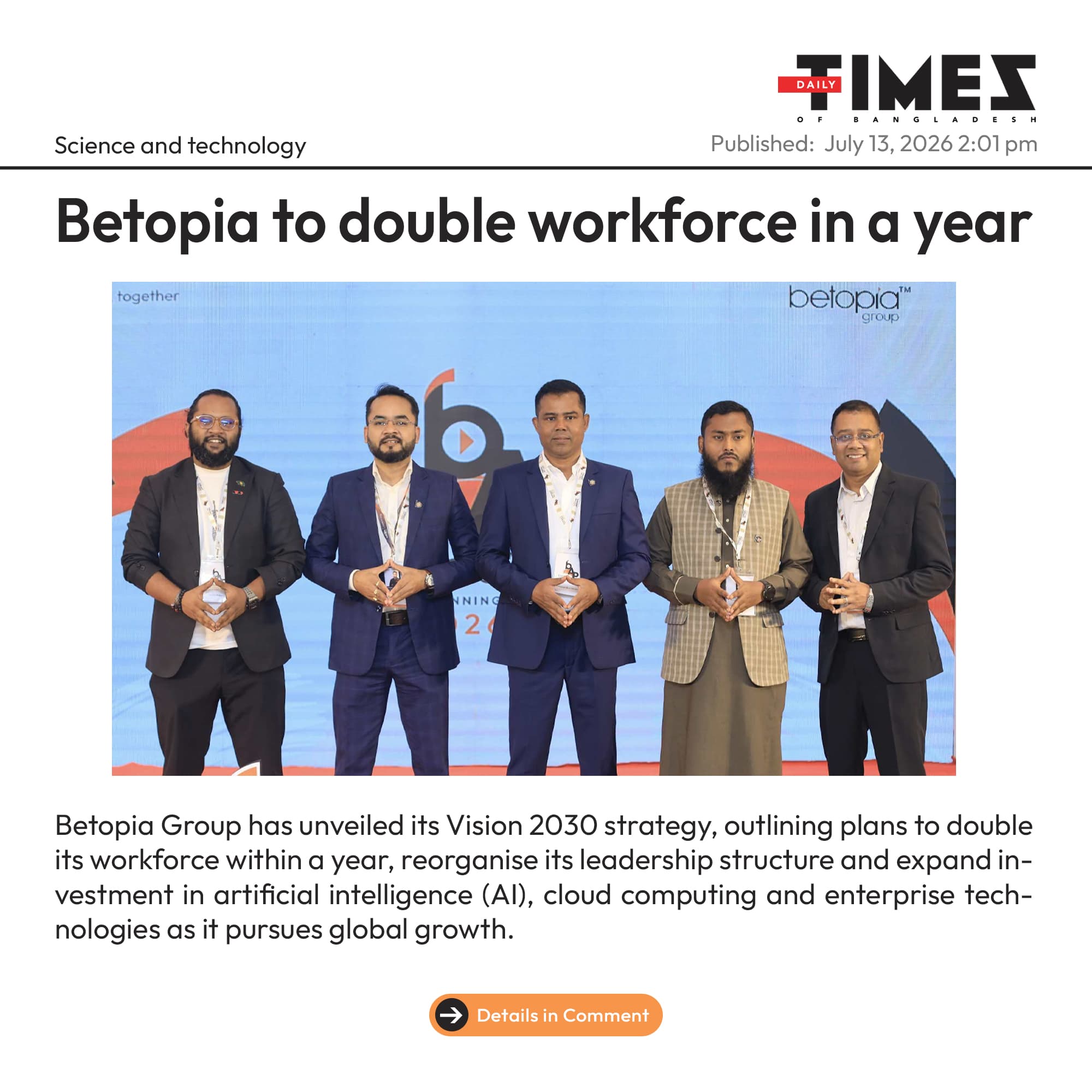 Betopia to double workforce in a year